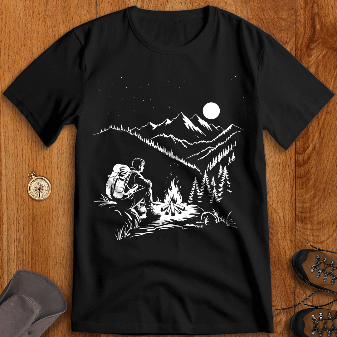 Campfire Solitude: Under the Starry Sky