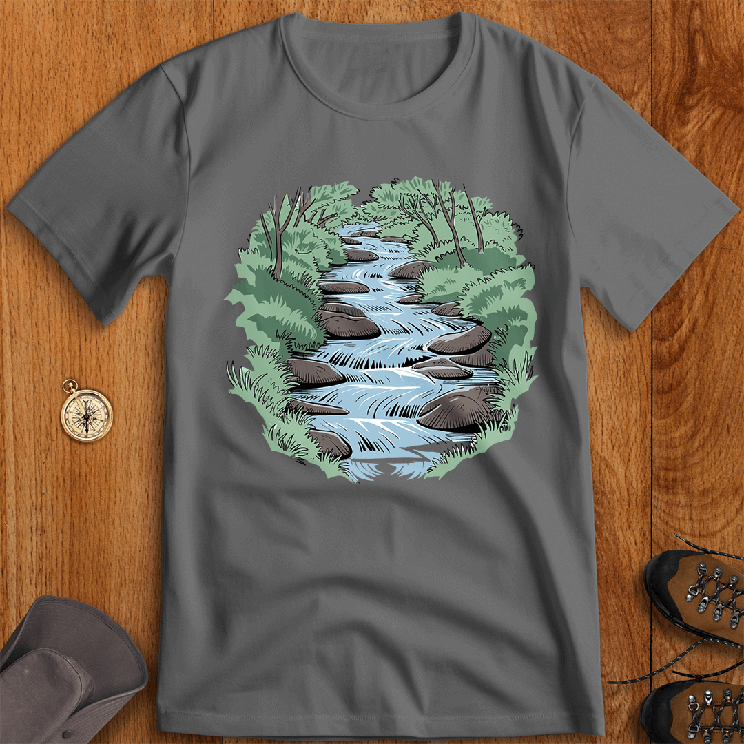 Serene Forest Stream – Nature-Inspired T-Shirt