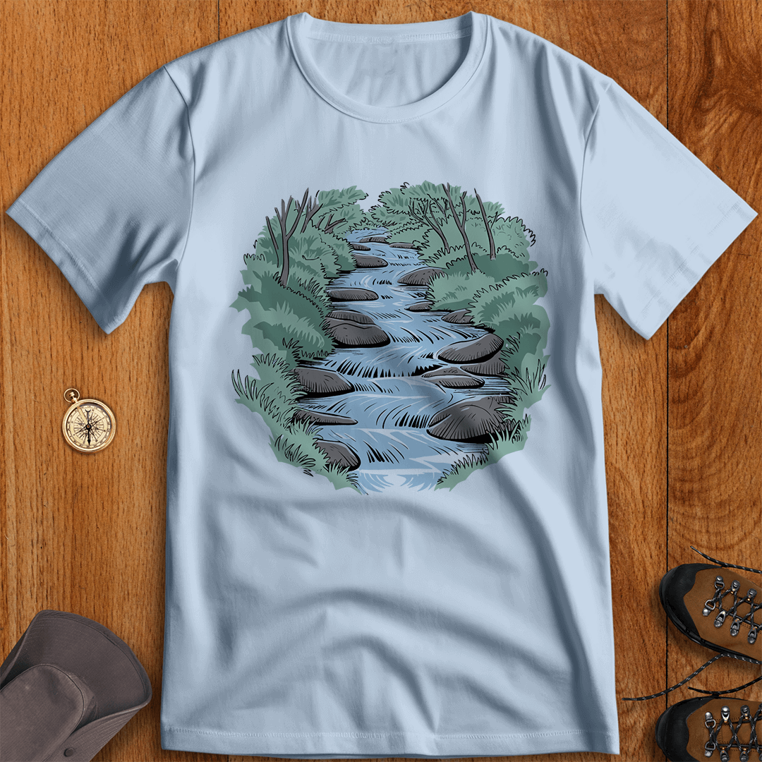 Serene Forest Stream – Nature-Inspired T-Shirt