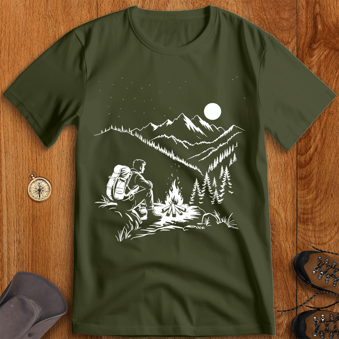 Campfire Solitude: Under the Starry Sky