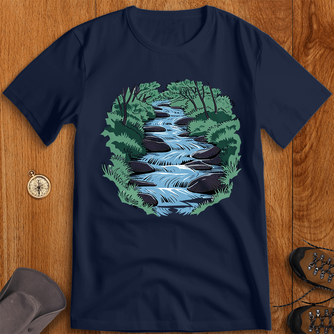 Serene Forest Stream – Nature-Inspired T-Shirt